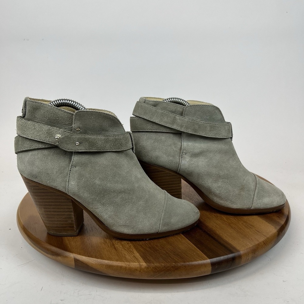 Womens Rag & Bone Harrow Gray Suede Heeled Ankle Boots Booties Size EU 38 GUC